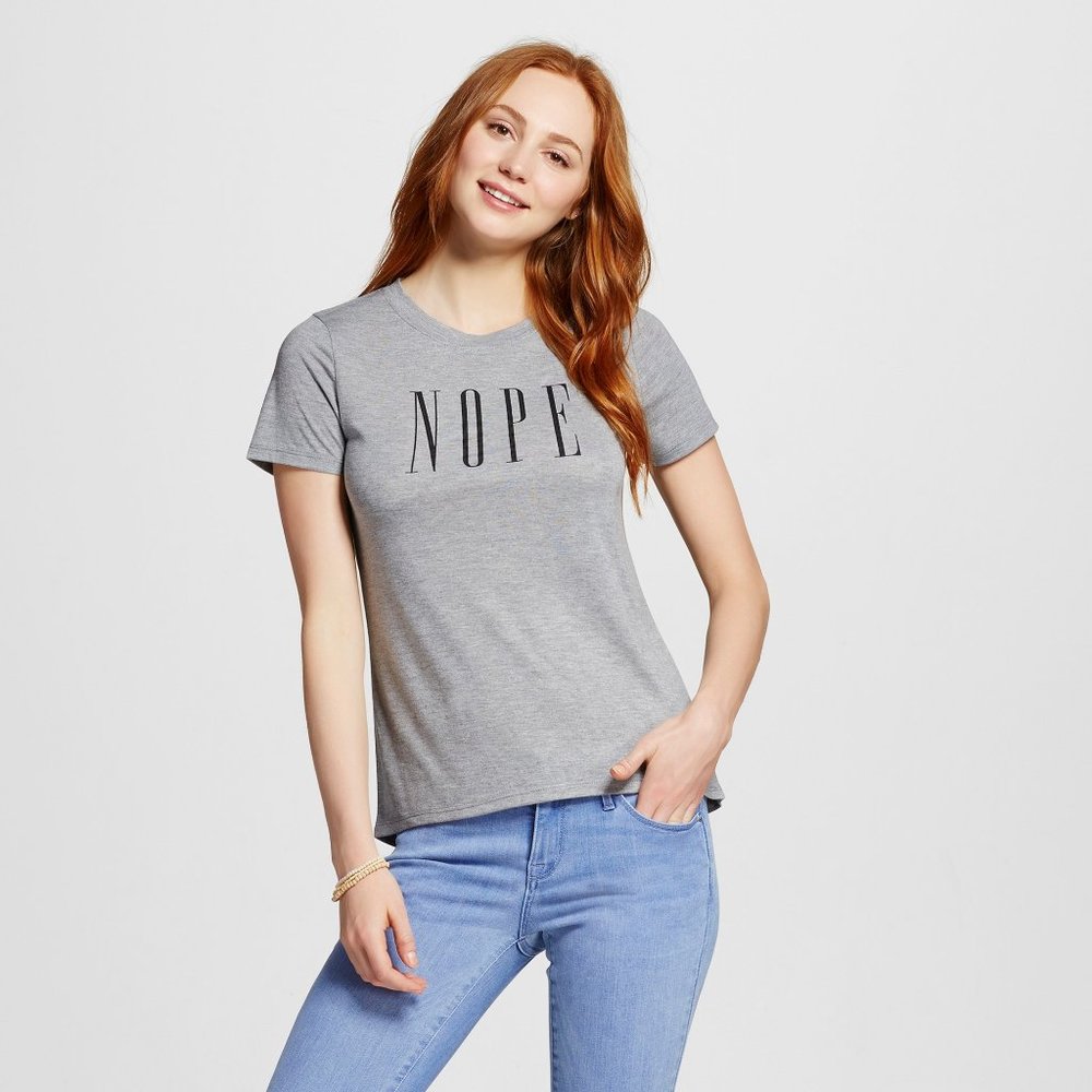 🌻SALE! Modern Lux NOPE graphic fitted shirt top